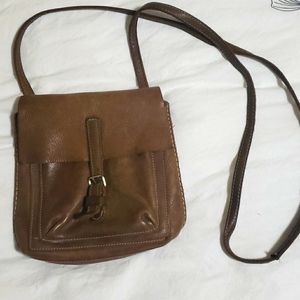 ROOTS brown leather bookbag/purse
